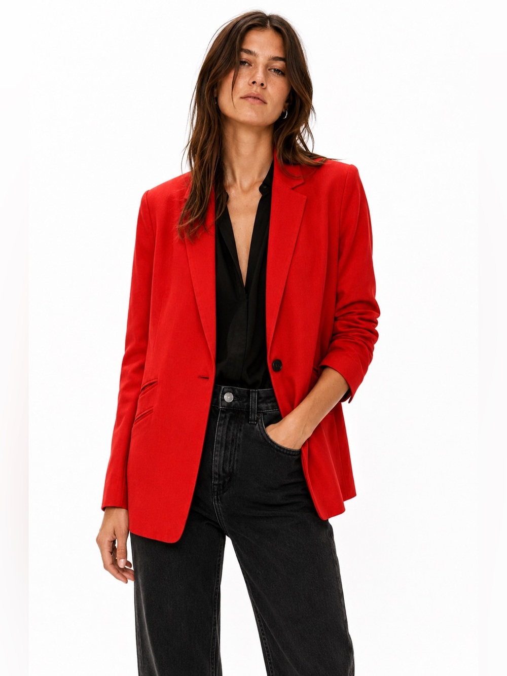 Rag & Bone Red Wool Blend Blazer Sz 6 Tailored Single Button Office Quiet Luxury